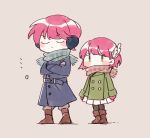  1boy alternate_costume boots brother_and_sister chibi closed_eyes coat crossed_arms earmuffs feathers fire_emblem fire_emblem:_rekka_no_ken hair_ornament priscilla_(fire_emblem) redhead scarf short_hair siblings sisuko1016 winter_clothes 