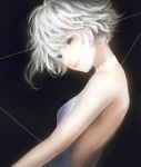  1girl bare_arms bare_back black_background breasts choker dress expressionless grey_eyes looking_at_viewer original sakimori_(hououbds) short_hair simple_background small_breasts solo_focus standing white_hair 