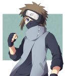  1boy blue_eyes boruto:_naruto_next_generations brown_hair eyepatch fingerless_gloves gloves male_focus mask naruto solo takaichi_(as121) taketori_houki upper_body 