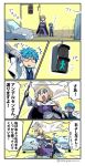  /\/\/\ 1boy 1girl 4koma armor armored_boots armored_dress asaya_minoru banner black_legwear blonde_hair blue_eyes blue_hair blue_shorts blue_vest boots braid breasts car comic crosswalk dress fate/apocrypha fate/extra fate/extra_ccc fate/grand_order fate_(series) flag gauntlets glasses ground_vehicle hans_christian_andersen_(fate) headpiece holding holding_flag jeanne_d&#039;arc_(fate) jeanne_d&#039;arc_(fate)_(all) labcoat long_braid long_sleeves low_ponytail medium_breasts motor_vehicle open_mouth parted_lips ponytail purple_dress short_shorts shorts single_braid sleeves_past_fingers sleeves_past_wrists standard_bearer thigh-highs traffic_light translation_request twitter_username vest walking wrist_grab yawning 