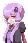  animal_hood bunny_hood dress hair_ornament hood hooded_jacket hoodie jacket looking_at_viewer low_twintails open_clothes open_hoodie purple_dress purple_hair short_hair_with_long_locks sidelocks sumiyao_(amam) surgical_mask twintails upper_body violet_eyes vocaloid voiceroid yuzuki_yukari 