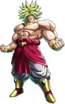  1boy bandai_namco biceps bracer broly clenched_hands clenched_teeth dragon_ball dragon_ball_fighterz dragonball_z earrings empty_eyes full_body highres jewelry looking_at_viewer official_art pectorals shirtless solo spiky_hair super_saiyan teeth transparent_background 