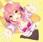  animal_ears breasts cleavage fate_(series) fox_ears fox_tail jacket large_breasts open_mouth pink_hair ryu_narb tail tamamo_(fate)_(all) tamamo_no_mae_(fate) thigh-highs 