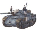  1boy 1girl black_eyes edelweiss_(senjou_no_valkyria) flag ground_vehicle isara_gunther military military_vehicle motor_vehicle official_art senjou_no_valkyria senjou_no_valkyria_1 short_hair simple_background tank welkin_gunther white_background 