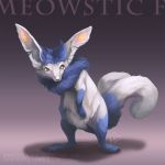  2017 character_name claws full_body gradient gradient_background grey_background looking_away meowstic pokemon pokemon_(creature) pokemon_(game) pokemon_xy realistic shadeofshinon signature solo standing watermark web_address yellow_eyes 