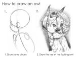  1girl artist_name blush closed_mouth coat commentary english eyebrows_visible_through_hair from_side fur_collar greyscale hair_between_eyes highres how_to_draw_an_owl isaki_tanaka kemono_friends monochrome multicolored_hair northern_white-faced_owl_(kemono_friends) number signature sketch upper_body white_background 