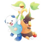  artist_request no_humans open_mouth oshawott pixiv pokemon pokemon_(creature) pokemon_(game) smile snivy starter_pokemon_trio tepig 