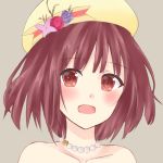  1girl absurdres artist_request atelier_(series) atelier_sophie bare_shoulders blush bonnet highres open_mouth red_eyes redhead sophie_neuenmuller 