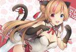  1girl 3.14 animal_ears blush breasts cat_ears cat_tail girls_frontline long_hair looking_at_viewer medium_breasts paw_pose smile solo tail 