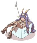  /\/\/\ 1girl bangs black_footwear blush box dark_skin earrings egyptian egyptian_clothes eiri_(eirri) eyebrows_visible_through_hair fate/grand_order fate_(series) hair_between_eyes headband holding holding_staff hoop_earrings in_box in_container jackal_ears jewelry long_hair low-tied_long_hair nitocris_(fate/grand_order) open_mouth platform_footwear platform_heels purple_hair sidelocks solo staff sweat translation_request v-shaped_eyebrows very_long_hair violet_eyes 