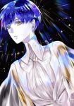  androgynous blue_eyes blue_hair golden_arms heterochromia houseki_no_kuni looking_at_viewer necktie phosphophyllite phosphophyllite_(ll) see-through short_hair solo spoilers yellow_eyes 