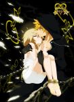  1boy 1girl annria2002 blonde_hair breasts cleavage closed_eyes crying crying_with_eyes_open dress hand_on_leg highres kingdom_hearts kingdom_hearts_ii medium_hair namine roxas short_hair tears 