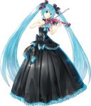  1girl aqua_eyes aqua_hair bow dress full_body hatsune_miku instrument kei_(keigarou) long_hair official_art solo transparent_background twintails very_long_hair violin vocaloid 