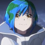  1girl blue_hair blush closed_mouth crying darling_in_the_franxx earth-chan half-closed_eyes ichigo_(darling_in_the_franxx) original r-4_(area_d366) sad short_hair sky solo tears wavy_mouth yellow_eyes 
