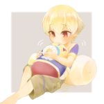  1boy blonde_hair blush child child_gilgamesh fate/grand_order fate_(series) male_focus qaz50193 red_eyes solo younger 