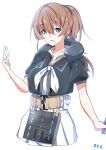  1girl absurdres blue_eyes breasts brown_hair dayongqi dress highres intrepid_(kantai_collection) kantai_collection large_breasts nib_pen_(medium) ponytail short_hair solo traditional_media 