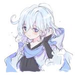  1boy blue_eyes braid fingerless_gloves gloves granblue_fantasy long_hair male_focus noah_(granblue_fantasy) pale_skin silver_hair single_braid smile solo touyama_soboro 