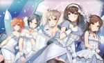  5girls armpits arms_up bangs bare_shoulders black_eyes black_hair blue_eyes breasts brown_eyes brown_hair dress grey_hair hair_ornament hayami_kanade idolmaster idolmaster_cinderella_girls idolmaster_cinderella_girls_starlight_stage jewelry long_hair looking_at_viewer medium_breasts multicolored_hair multiple_girls necklace ninomiya_asuka orange_hair parted_bangs sagisawa_fumika saite_jewel sakamuke shiomi_shuuko short_hair tachibana_arisu thigh-highs two-tone_hair violet_eyes yellow_eyes zettai_ryouiki 