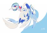  :d commentary_request full_body gardevoir green_hair hideko_(l33l3b) highres no_humans open_mouth pokemon pokemon_(creature) red_eyes signature smile solo twitter_username two-tone_background 