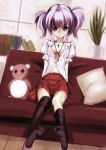  couch cross feet jewelry lingerie necklace original pillow purple_eyes purple_hair skirt stuffed_animal stuffed_toy takase_hiro thigh-highs thighhighs twintails underwear violet_eyes 