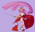  long_hair ponytail purple_hair ribbon shiba_murashouji sword touhou very_long_hair watatsuki_no_yorihime weapon 