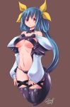  bow breasts detached_sleeves dizzy guilty_gear hair_bow highres long_hair midriff navel omega.ep tail thighhighs under_boob underboob 