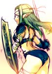  elf fantasy green_hair pointy_ears shield shouna_mitsuishi sword weapon 