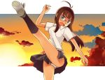  brown_hair glasses itami_kiyoshi_ichi itami_sumihito kick kicking original panties pantyshot underwear upskirt white_panties 