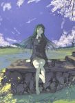  feet green_hair nagisa_ouka nakaba_reimei no_shoes ouka_nagisa petals sitting skirt soles super_robot_wars super_robot_wars_original_generation thigh-highs thighhighs work_in_progress yellow_eyes zettai_ryouiki 