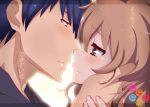  1girl aisaka_taiga bad_id blue_hair blush brown_hair couple jet_(artist) jet_yowatari long_hair short_hair takasu_ryuuji toradora! translated 