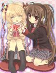  :d bad_id black_legwear card cards closed_eyes hair_ribbon hanabana_tsubomi happy holding holding_card kamikita_komari little_busters! little_busters!! long_hair multiple_girls natsume_rin notenotenote open_mouth panties plaid ponytail ribbon school_uniform sitting smile socks striped striped_panties tartan underwear very_long_hair 