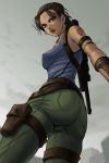  brown_eyes brown_hair dark_skin erect_nipples from_below gun minarai_zouhyou mound_of_venus resident_evil resident_evil_5 sheva_alomar solo tattoo thigh_strap weapon 