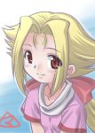  blonde_hair fiona_(zoids) hair_ribbon long_hair mercy_rabbit red_eyes ribbon smile solo young zoids zoids_chaotic_century 