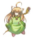  ahoge androgynous brown_hair long_hair popoie robe sakurame seiken_densetsu seiken_densetsu_2 solo staff 