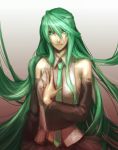  bad_id detached_sleeves green_eyes green_hair hatsune_miku long_hair necktie very_long_hair vocaloid yamada_rokkaku yurai 