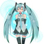  arms_behind_back bad_id closed_eyes hatsune_miku smile thigh-highs thighhighs twintails uiko vocaloid zettai_ryouiki 