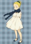  blue_eyes high_heels mosuko ponytail scarf shoes 