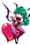  bat_wings boots breasts capcom demon_girl elbow_gloves enigma enigmatic fang fangs from_above gloves green_hair head_wings headwings heart highres long_hair morrigan_aensland pantyhose sitting succubus vampire_(game) wings 