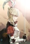  blonde_hair cape face fantasy_earth gauntlets knight kyo kyo_(kuroichigo) profile rapier sword weapon 