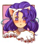  bad_id blue_eyes blue_hair cat_ears felicia gachimuchi_honpo_(pixiv164592) long_hair paws st05254 vampire_(game) 