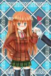  hand_on_hip heart long_hair ohtori_chihaya ootori_chihaya orange_hair plaid plaid_skirt rewrite skirt tartan thigh-highs thighhighs wings zettai_ryouiki 