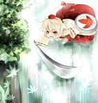  bad_id hat inubashiri_momiji leaf leaves shield short_hair silver_hair sword tokin_hat touhou usami water waterfall weapon wolf_ears 