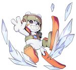  alle_gro animal_ears bear bear_ears black_eyes boots chackmon digimon digimon_frontier headwear ice lowres no_humans simple_background solo teeth v white_background 