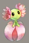  bellossom black_eyes blush_stickers commentary expressionless full_body fushigi_no_dungeon glitchedpuppet green_skin head_tilt looking_up no_humans pokemon pokemon_(creature) pokemon_fushigi_no_dungeon simple_background solo standing 