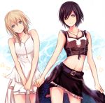  bike_shorts black_hair blonde_hair blue_eyes breasts dress kingdom_hearts kingdom_hearts_358/2_days kingdom_hearts_ii looking_at_viewer medium_hair multiple_girls namine organization_xiii white_dress xion_(kingdom_hearts) 