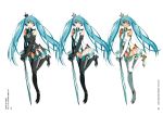  1girl artist_name bangs eyebrows_visible_through_hair full_body green_hair hatsune_miku highres long_hair official_art page_number racing_miku saitou_masatsugu simple_background twintails vocaloid white_background 