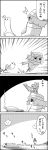  /\/\/\ 1girl 4koma bow chasing cirno clouds comic commentary_request crossed_bandaids emphasis_lines fleeing food greyscale hair_bow head_bump highres lake letty_whiterock monochrome on_head osatou_(character) partially_submerged person_on_head popsicle running scarf shaded_face short_sleeves smile tani_takeshi touhou translation_request watermelon_bar wings yukkuri_shiteitte_ne 