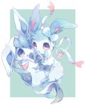  absurdres blue blue_background blue_eyes commentary_request glaceon hideko_(l33l3b) highres hug looking_at_viewer no_humans pokemon pokemon_(creature) simple_background sylveon 