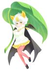  1girl bat_ears bat_girl bat_wings blonde_hair bow bowtie cape fur_trim honduran_white_bat_(kemono_friends) ise_(0425) kemono_friends leaf_umbrella loafers long_sleeves multicolored_hair pantyhose pleated_skirt shoes short_hair skirt solo white_hair wings yellow_eyes 