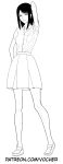  1girl absurdres highres lineart monochrome original shoes skirt tagme vocher 
